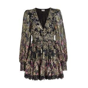 Hemant & Nandita Metallic Tiered Mini Dress Size S - NWT